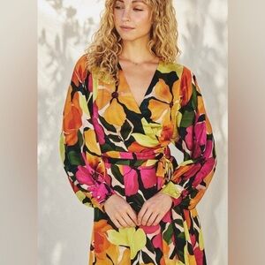 NWT Euphoria Satin Maxi Wrap Dress